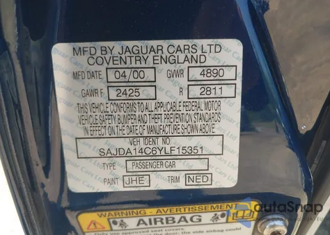 2000 Jaguar Xj8 from USA, damaged, VIN SAJDA14C6YLF15351